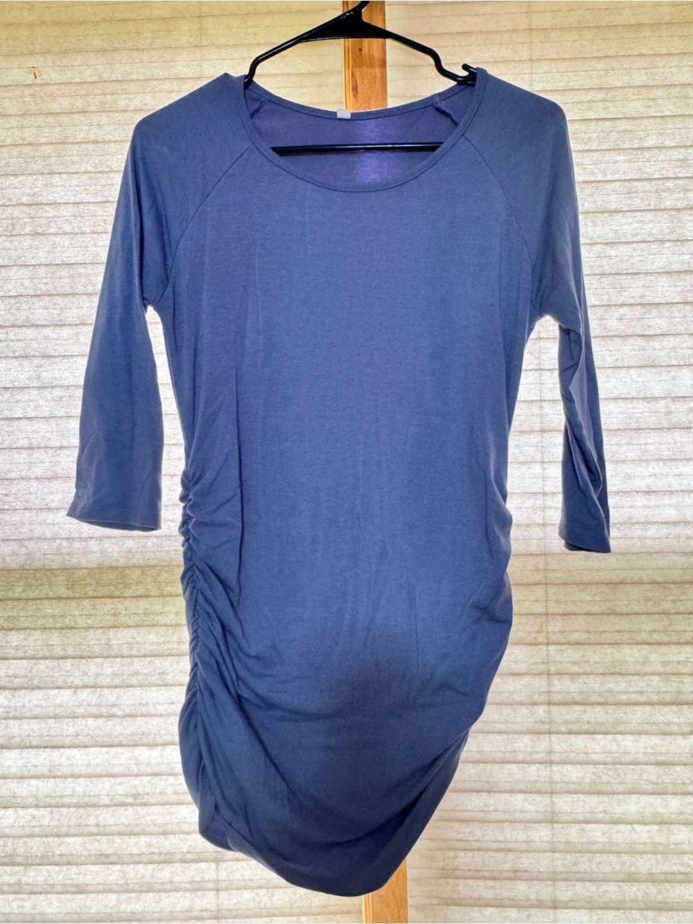 Pinkblush Blue Ruched-Side 3/4 Sleeve Top